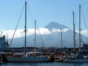 Liberty in the Azores with Pica volcano as a backdrop